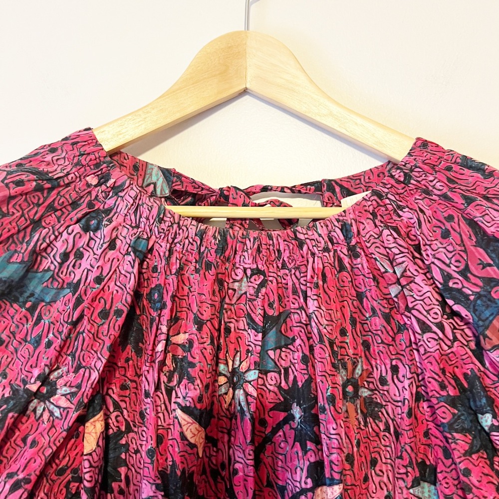 Ulla Johnson Flo Snapdragon Floral Puff Sleeve Tie Back Top Size 6 - Picture 3 of 9